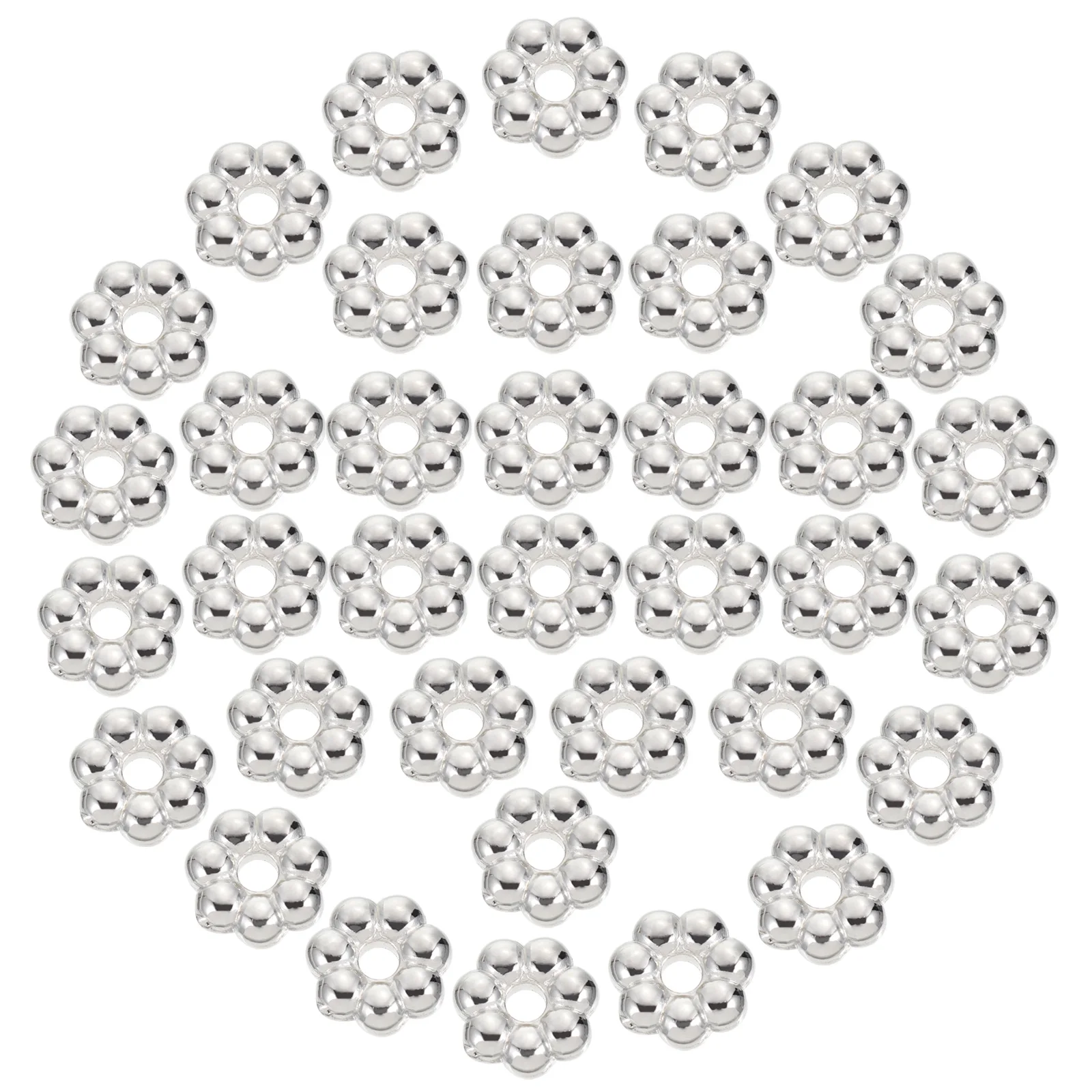 

2000 pcs Flower Shaped Plastic Beads 6mm Silver ABS Jewelry Making Accessories DIY Craft Decor Bracelets Plastic Bead Supplies