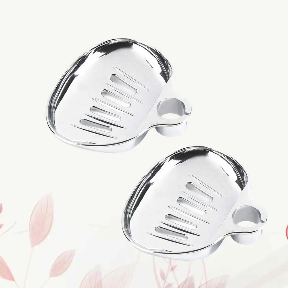 2Pcs Soap Tray Shower Rod Circular Sector Silver Soap Holder Pore Diameter 22mm 25mm Portable Lightweight Bathroom Storage Rack