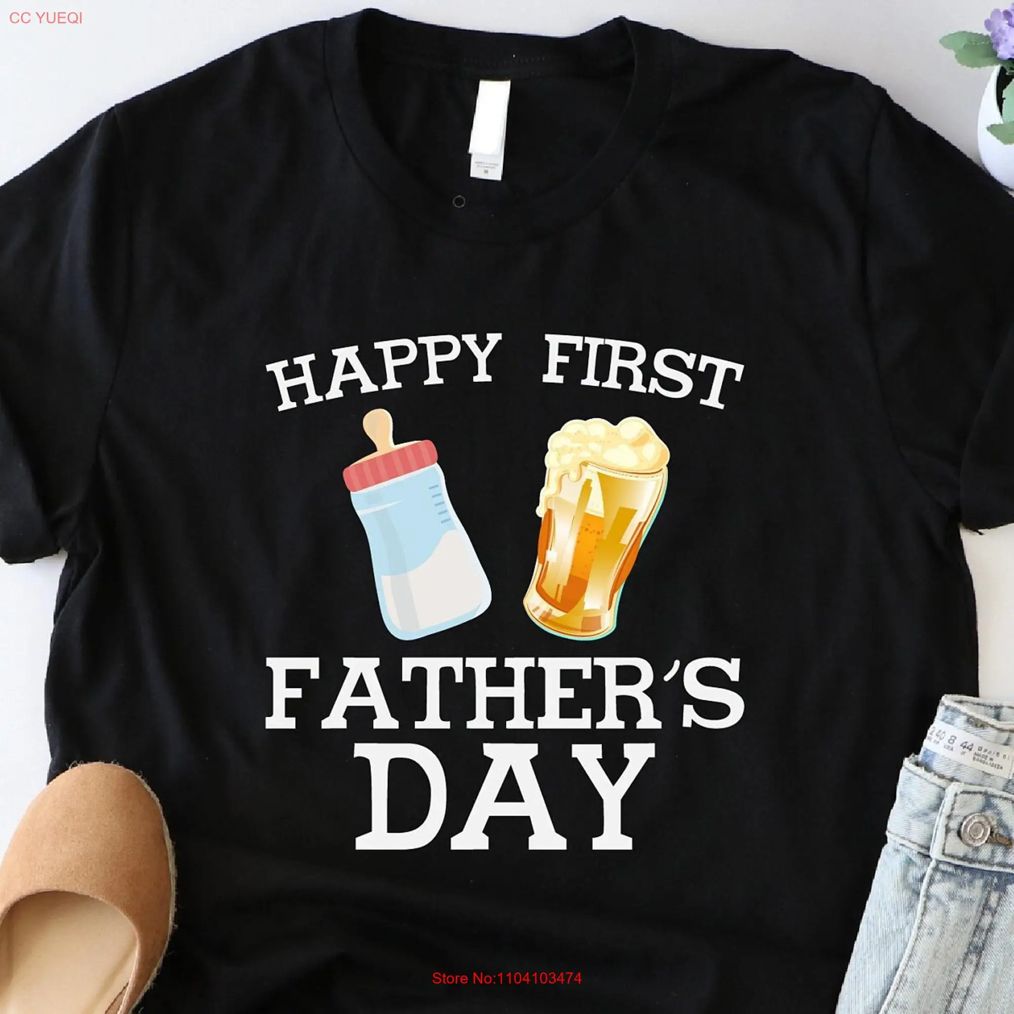 Happy First Father s Day T Shirt New Dad 1st Father's and Baby For Husband Best Matching long or short sleeves