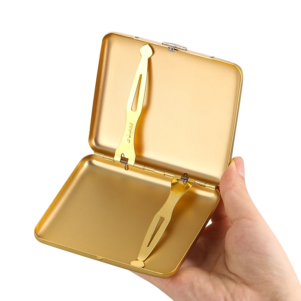 Portasigarette semplice in lega di rame ultrasottile 16 sigarette con coperchio ribaltabile Scatola portasigarette con clip portatile Regali per le vacanze degli uomini