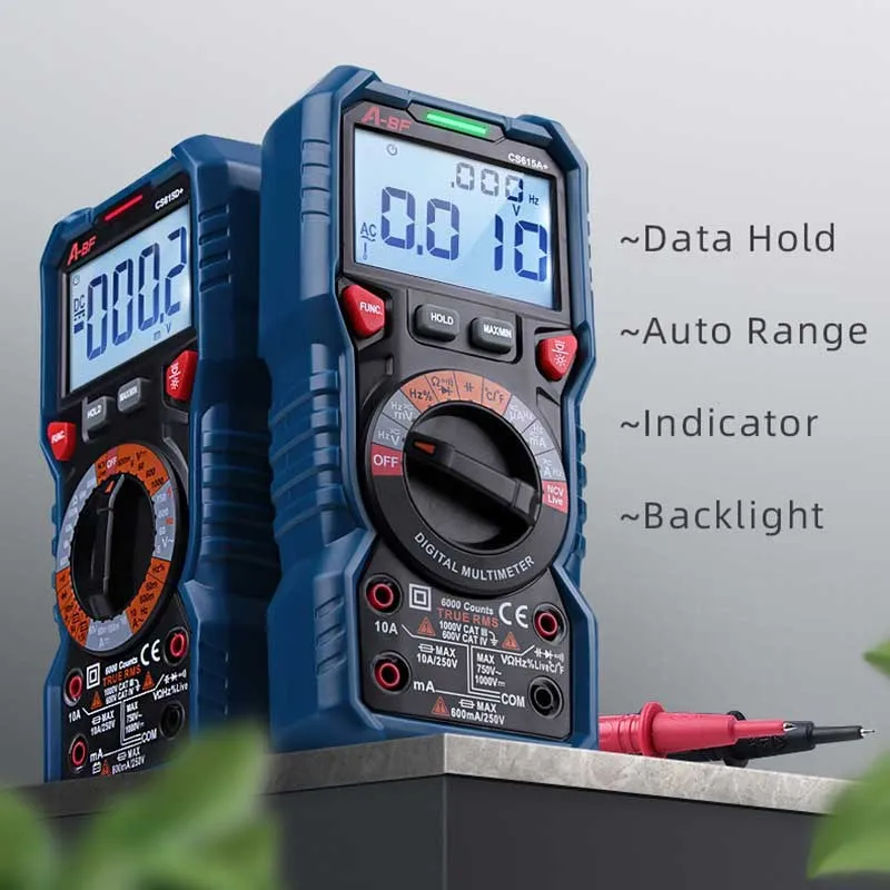 Digital Multimeter Auto Range Voltmeter Ammeter A-BF  CS615A+/CS615D+ True RMS Intelligent High Precision Anti-Burn