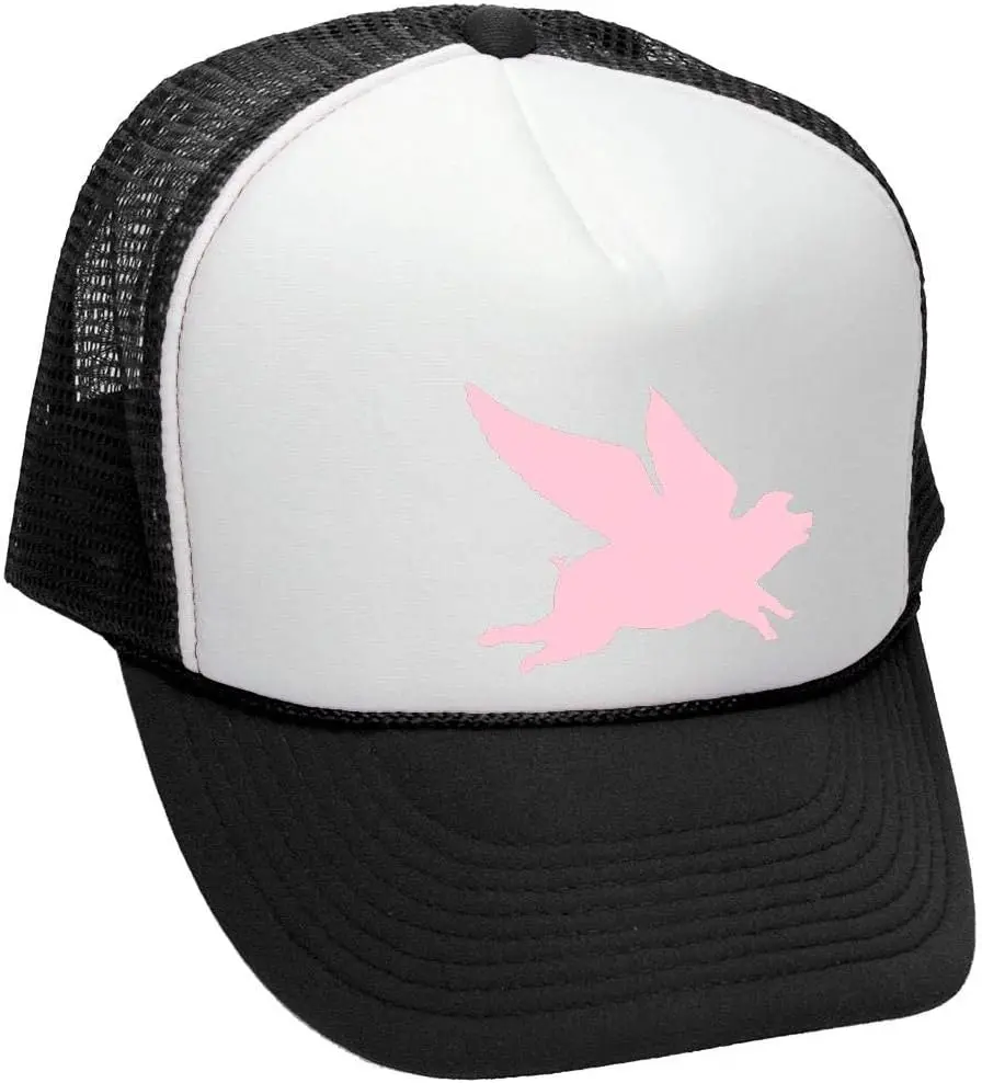 

Кепка дальнобойщика с рисунком «Летающая свинья» Розовый силуэт с сетчатой спинкой Регулируемая уличная бейсболка унисекс
