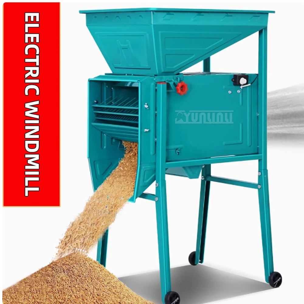 Rice Winnowing Machine,Electric/Hand Crank Grain Winnower,  Farm Windmill for Separating Seeds and Grains