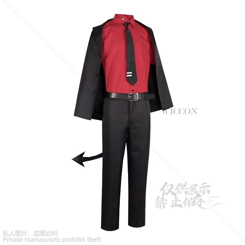 Game Helltaker The Awesome Demon Justice Cosplay Costume Adult Women Men Outfits Shirt Pants Jacket Tail Halloween Carnival Wigs