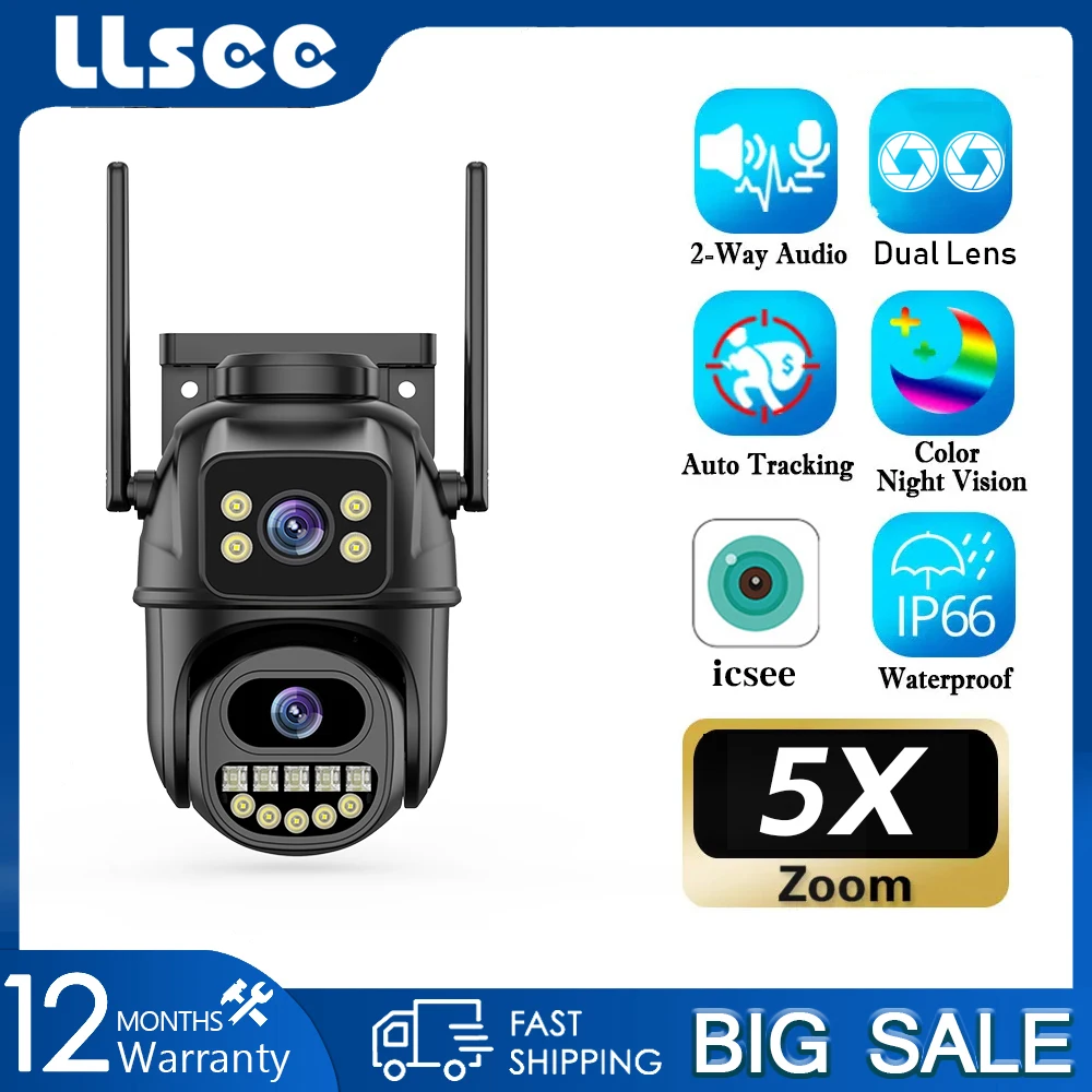 

LLSEE ICSEE Wireless WIFI Connection for Outdoor Waterproof Automatic Tracking and Monitoring Camera,4K 8MP,CCTV Camera