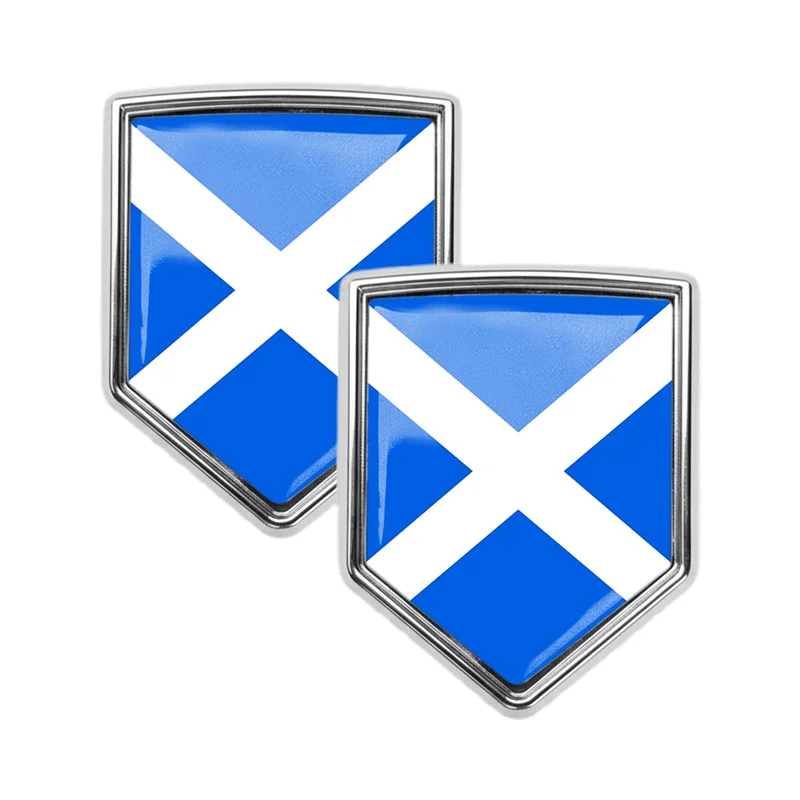 

2pcs Scotland Flag Shield Decals 3D Chrome Metal Emblems For Cars, Motorcycles, And Bumpers