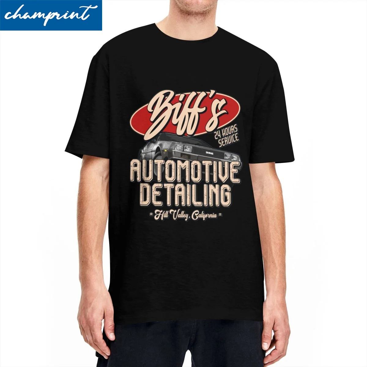 Back To The Future Biff's Automotive Detailing T-Shirt For Men Women Cotton Tops Hip Hop Delorean Round Neck Short Sleeve