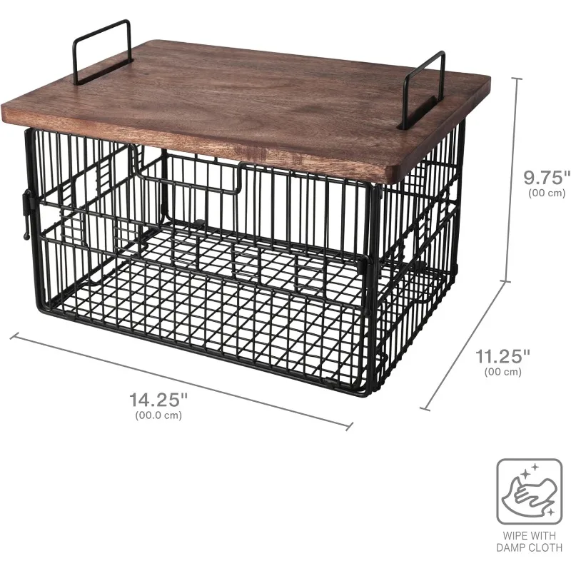 

Madam Grid Stacking Fruit Countertop Basket, 9.75 x 14.25 x 11.25 Inch, Black