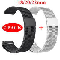 2Pack 18mm 20mm 22mm Magnetic Milanese Strap For Xiaomi Watch S4 S3 S2 S1 Active Pro Mi Watch 2 Pro Color 2 Color Sport Edition