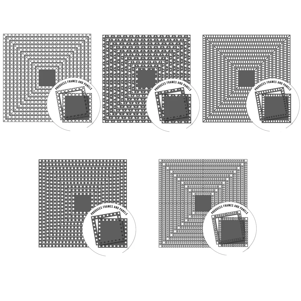 

Nested Square Dots Chevron Doodle Frame Background Cutting Dies for Scrapbooking New 2024 Paper Making Frame Card Craft Supplies