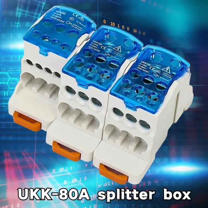 UKK-80A Single-Stage Splitter Box Wire Connector High-Current Household Into A Multi-Outlet Terminal Block Rail Splitter Box 