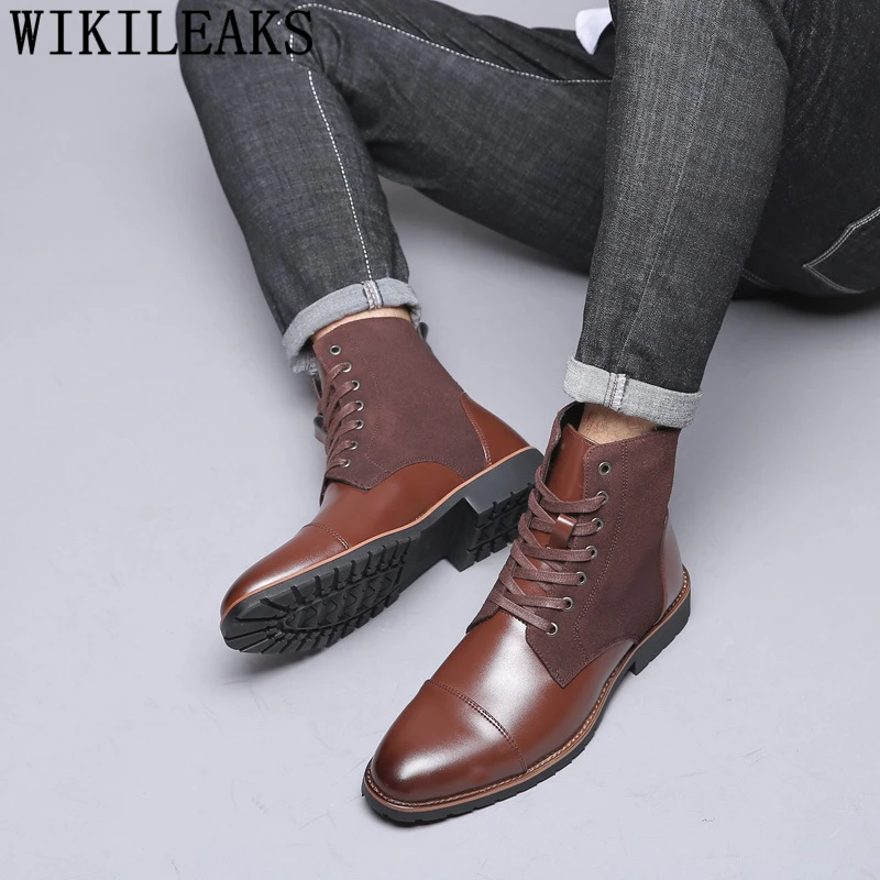 Mens Winter Shoes 2024 Western Ankle Boots Men Leather Boots Men Chelsea Botas Militar Hombre Bota Masculina Veiligheidsschoenen