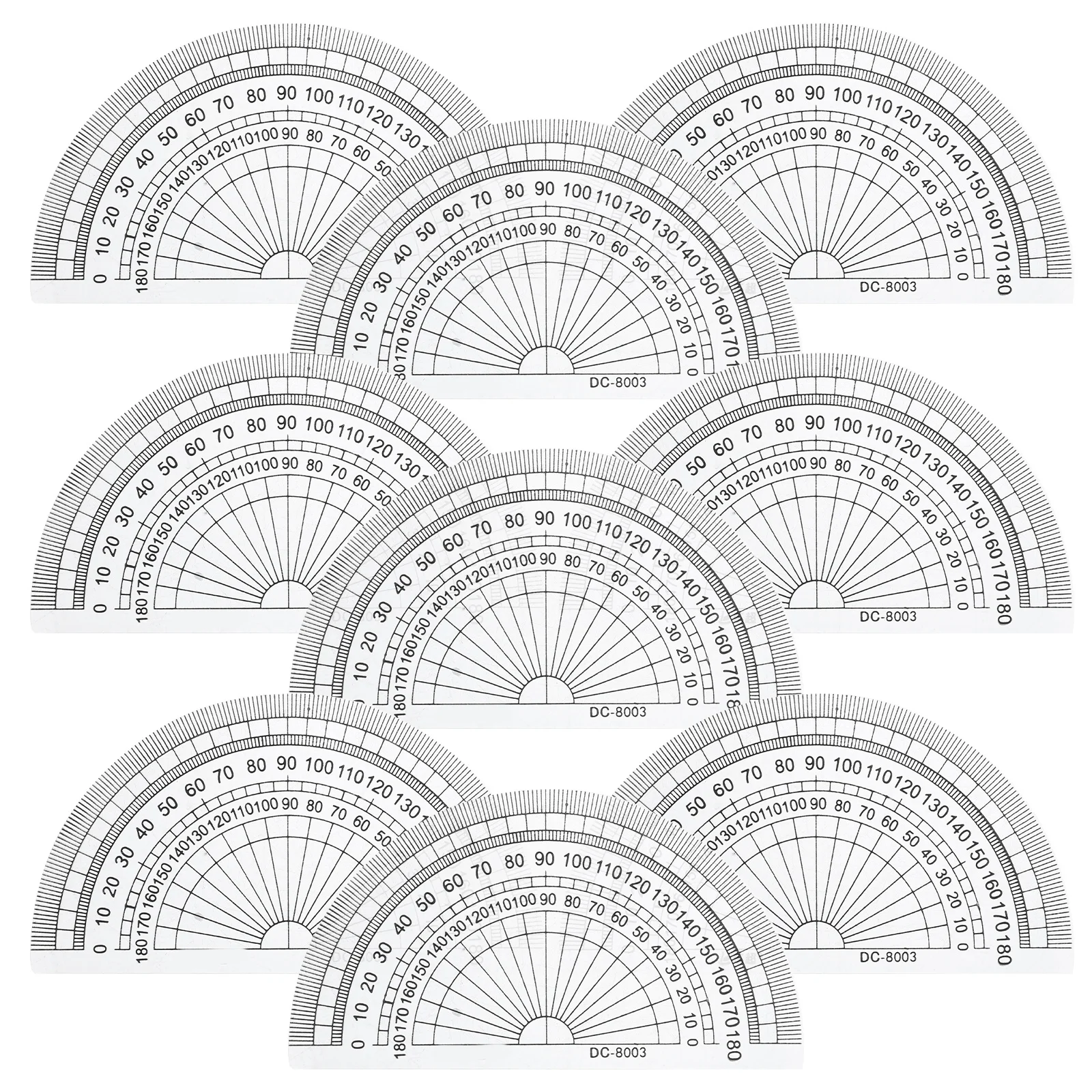 10Pcs Plastic Protractor 180 Degrees Half Round Math Protractors for Student School Office Technical Drawing Tools