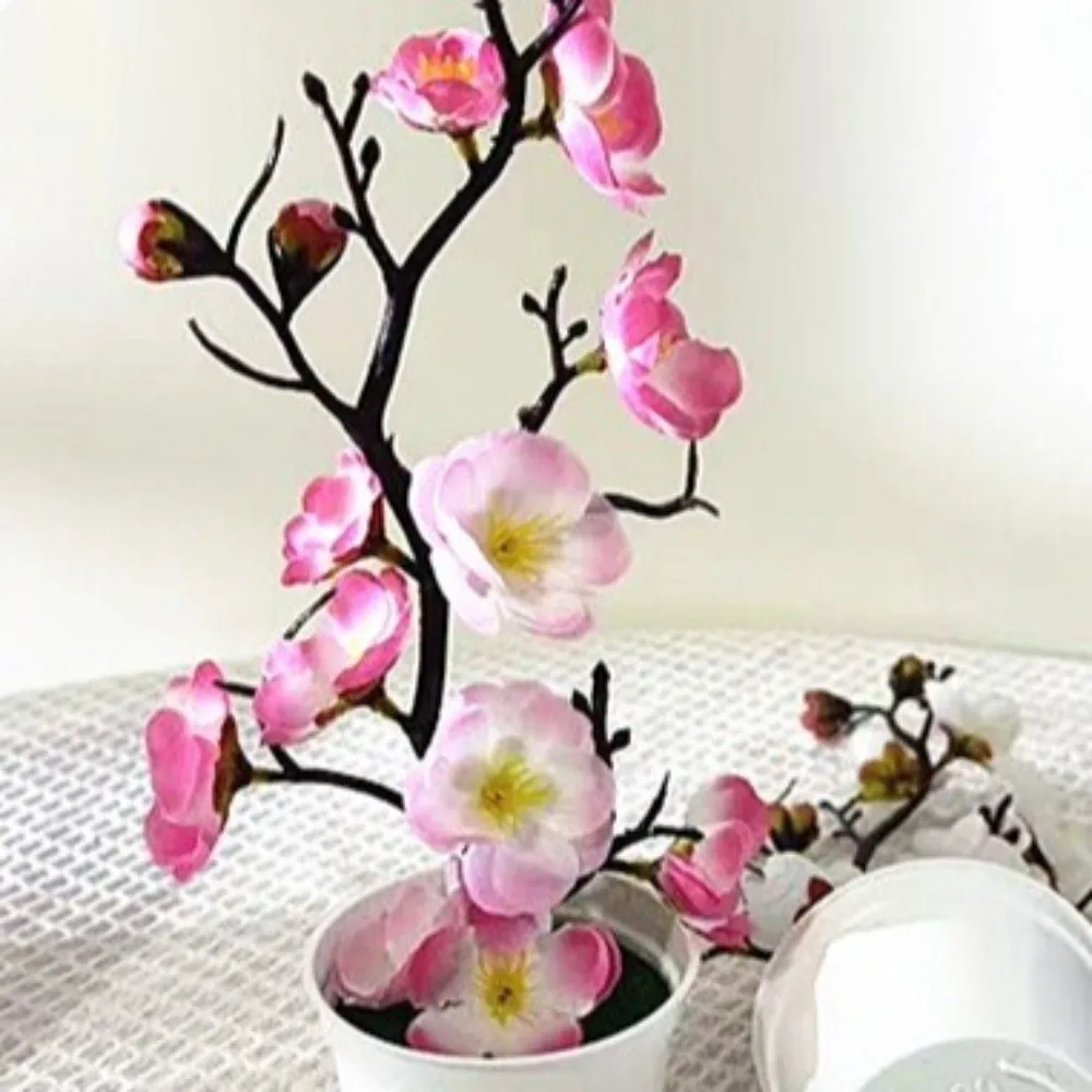 Flores de Ciruelo Artificiales de Primavera, Color Brillante, Decoración para el Hogar, Simulación de Flor de Ciruelo en Maceta, Bonsái, Decoración del Hogar