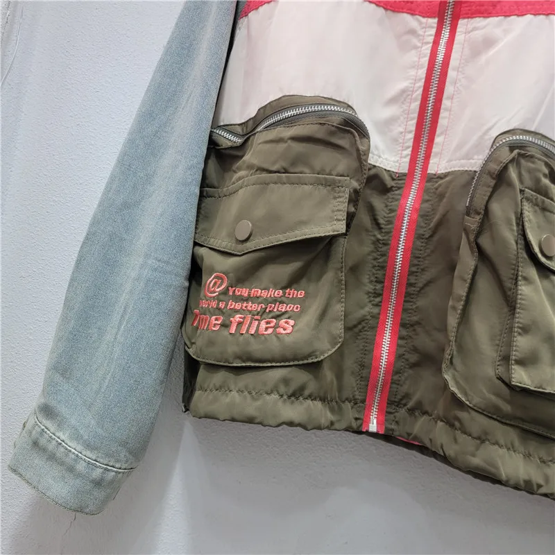 المزج الأوروبي الأمريكي. سترة جينز مقصوصة وصندوقية. أسلوب ذلك طريقك. #4