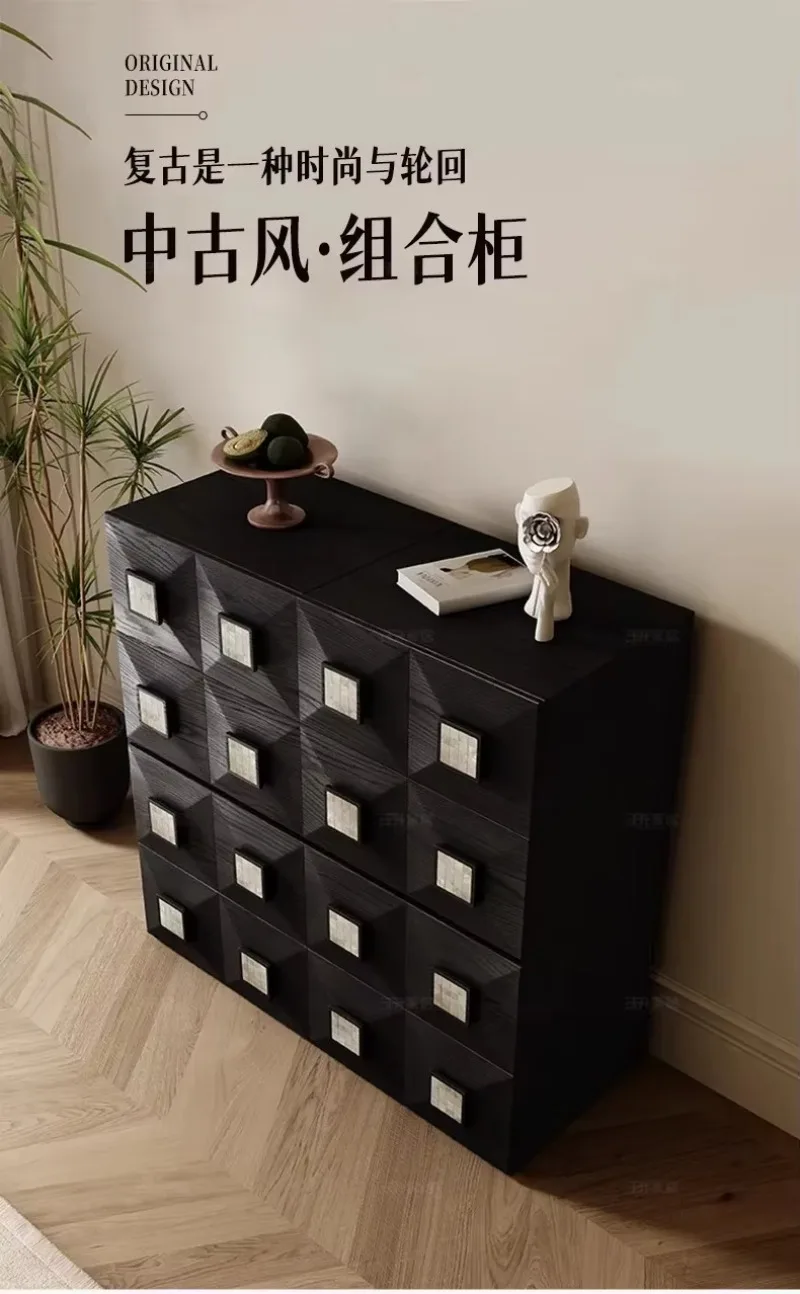 d1 solid wood combined cabinet household living room storage large capacity with drawers storage TV cabinet antique furniture