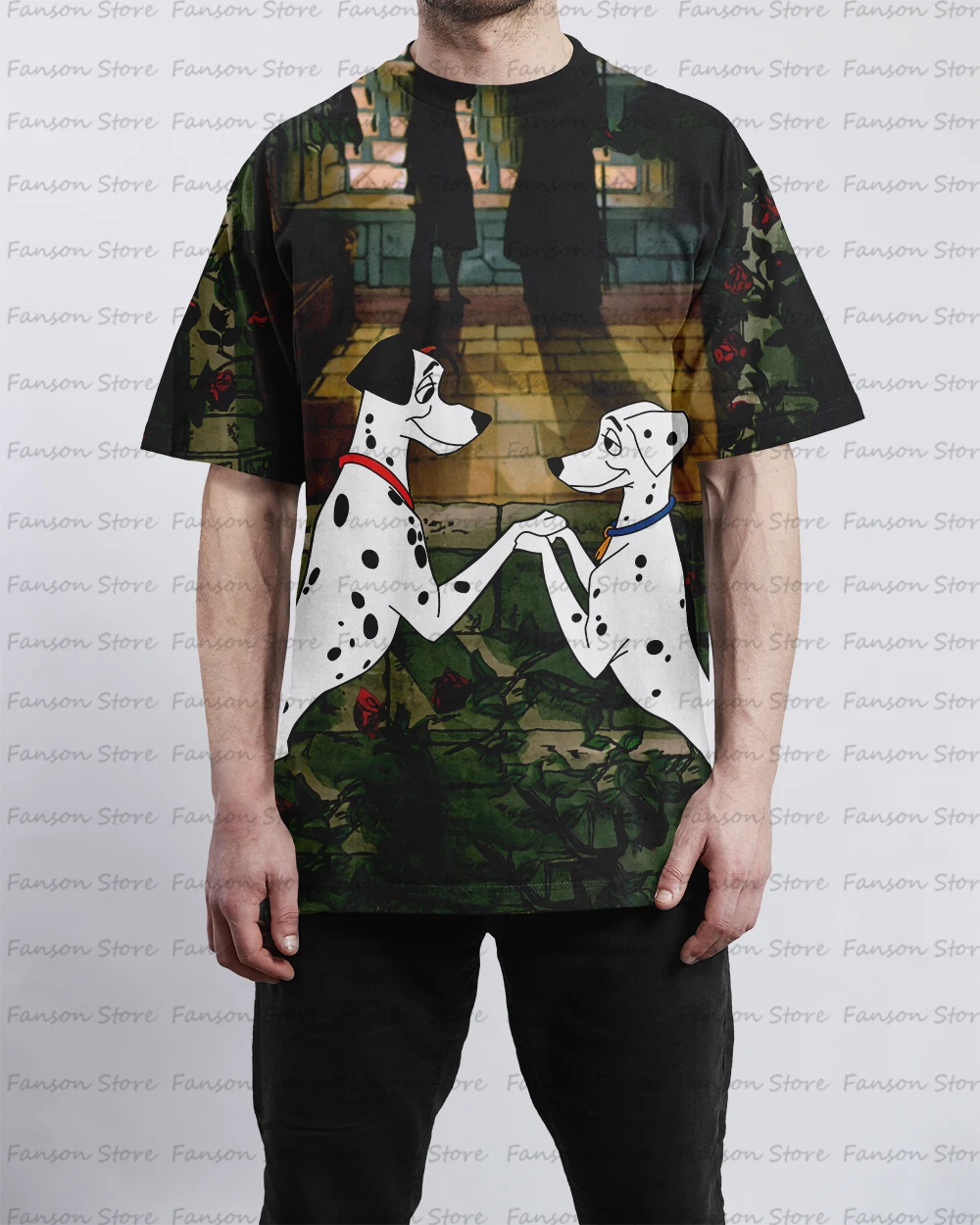 New Lovely 101 Dalmatians summer Men's 3D printing Cartoon O-neck T-shirt couple Street fashion sports children Short sleeve Top