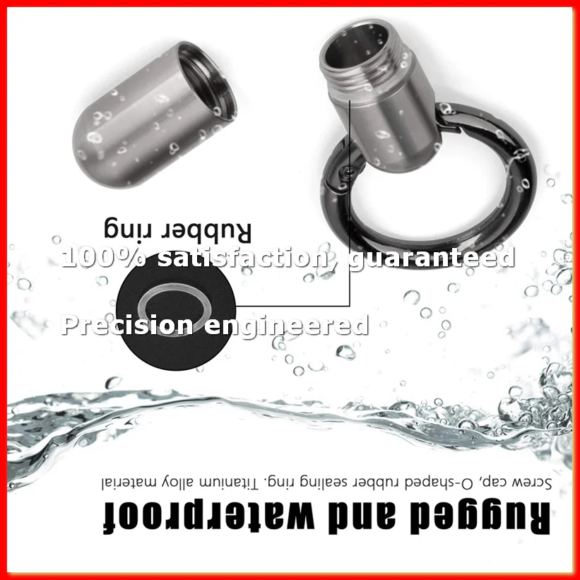 2PCS Waterproof Stainless Steel Pill Box Pill Bottle Cache Pill Box Container Keychain Pill Box Health Care-DTB1