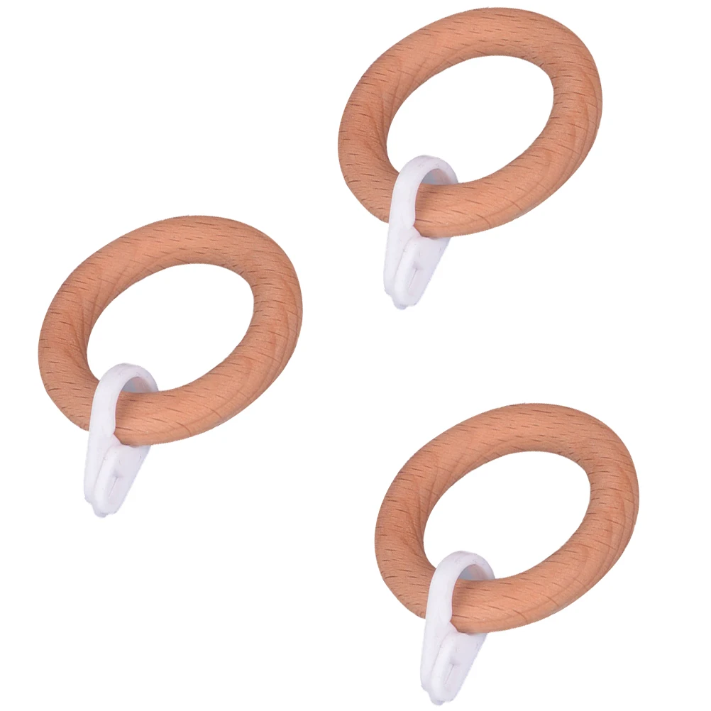 

3Pcs Premium Wooden Curtain Rings Strong Load-Bearing Capacity for Room Style Solid Wood Rings Curtain Ring Connector