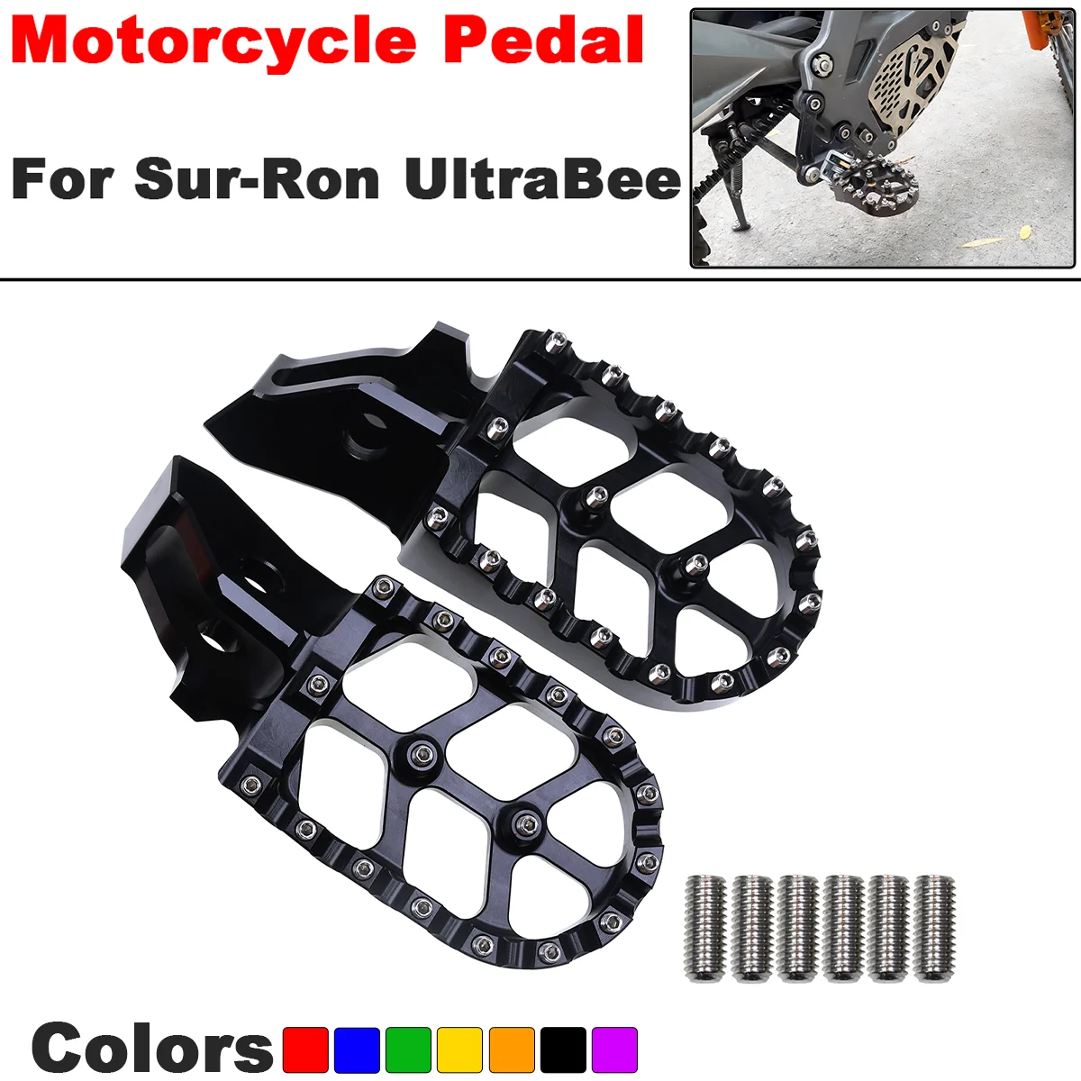

Motorcycle CNC FootRest Footpegs Foot Pegs Pedals For Sur-Ron Surron UltraBee Off-Road Electric Vehicle Dirt Bike Parts