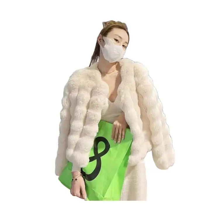 Faionable ort abrigo de piel para mujer piel sintética invierno nuevo Sle Haifeng abrigo grande de terciopelo coreano Sle largo Sve corte holgado