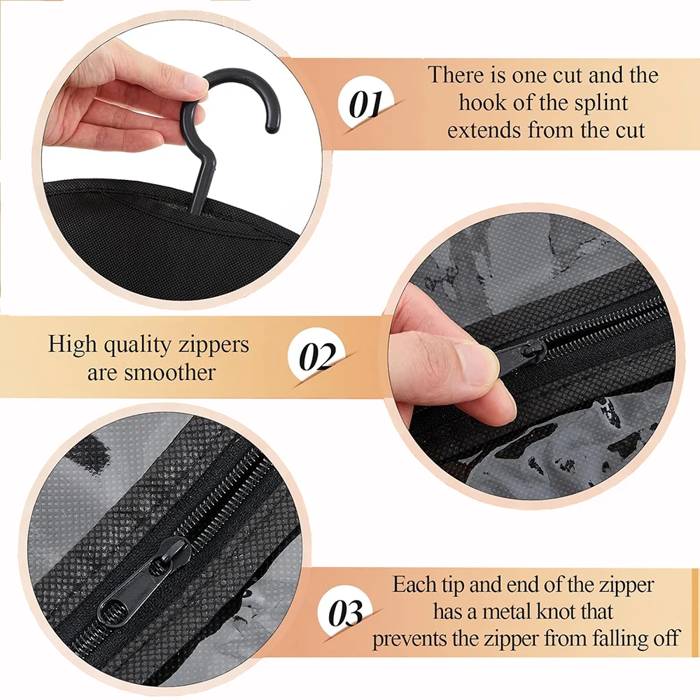 حقيبة تخزين وصلات الشعر الطويلة جدًا مع شماعة، 6/2 مجموعتان من مقاسين للشعر المستعار المتعدد، شماعة مقاومة للغبار لوصلات الشعر