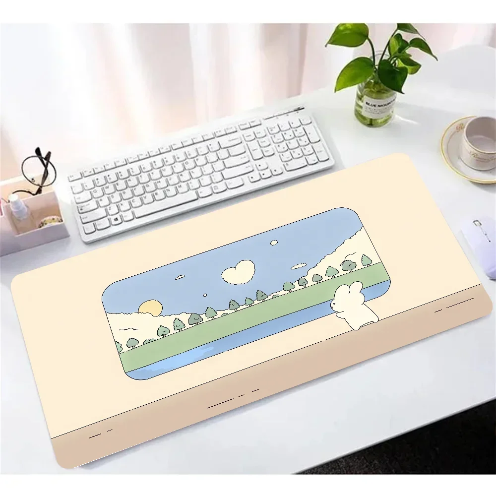 

rgnae kawaii rabbit Mausepad Computer Keyboard Large Mouse Pad Desk Mat Office Accessories Cabinet Cushion Pc Gaming Non-Slip HD
