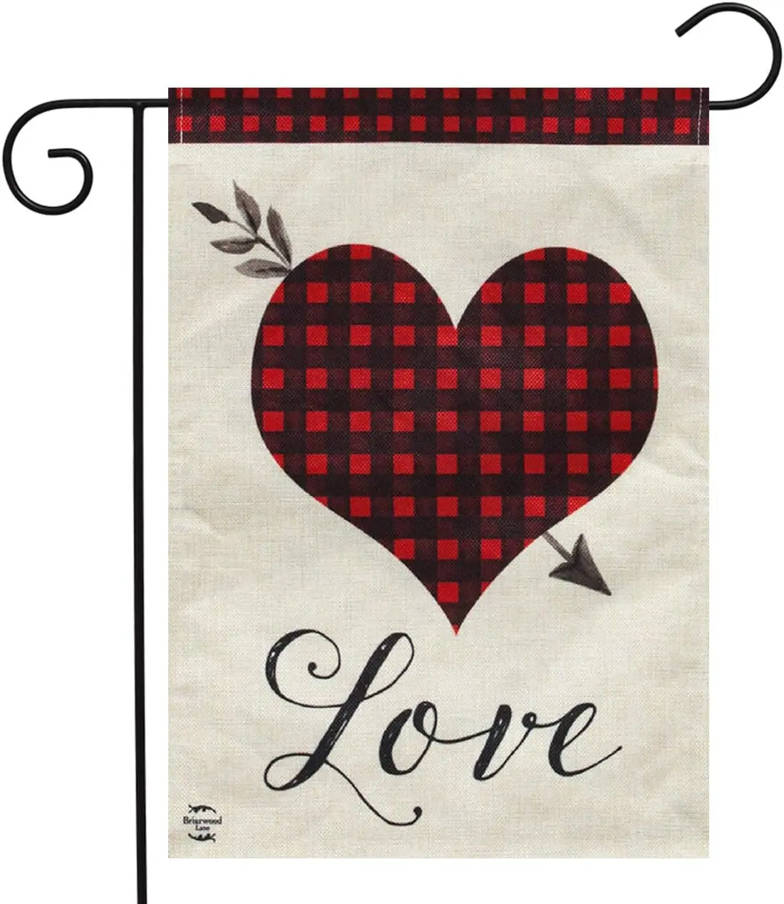 Briarwood Lane Valentines Garden Flags for Outside 12x18 Double Sided for Outdoor Love Heart Plaid Burlap Garden Flag for Valent