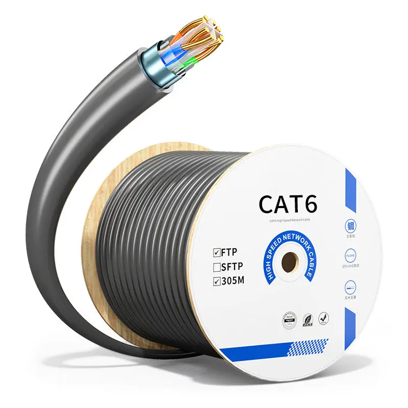 100m /305m Ethernet Cable  OEM Cat6 FTP 23awg Lan Cable Indoor 1000ft/305m Cat6 Cable Network Lan