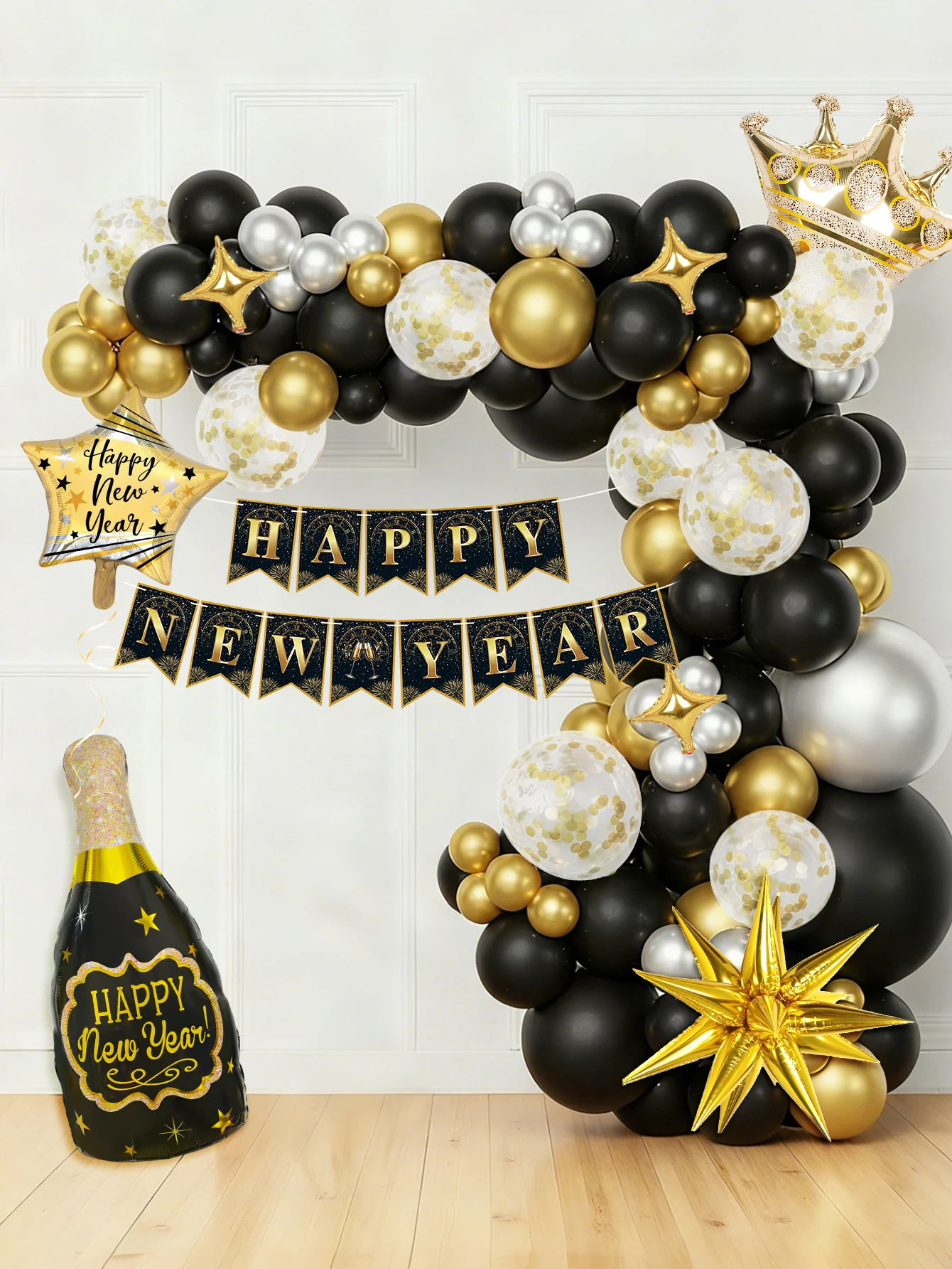 105 قطعة 2026 مجموعة بالونات قوسية لتزيين إكليل السنة الجديدة، مناسبة لحفلة رأس السنة الجديدة 2026، ديكور ليلة رأس السنة، عيد الميلاد