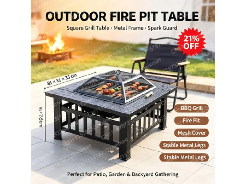 Portable Charcoal BBQ Stove Set Removable Grill for Home Outdoor Courtyard Camping Picnic