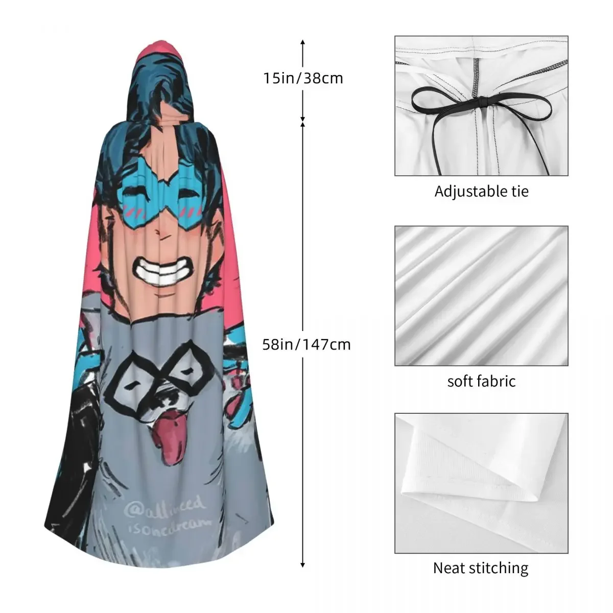 Nightwing And Bitewing Ico عباءة طويلة بقلنسوة الساحرة في القرون الوسطى زي تنكري كيب الهالوين مصاص دماء الكبار للجنسين #2