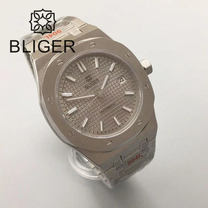 BLIGER 41mm Watch Watch For Men NH35 Automatic Mechanical Watch Luminous Sapphire Glass Stainless Steel Reloj Hombre Waterproof