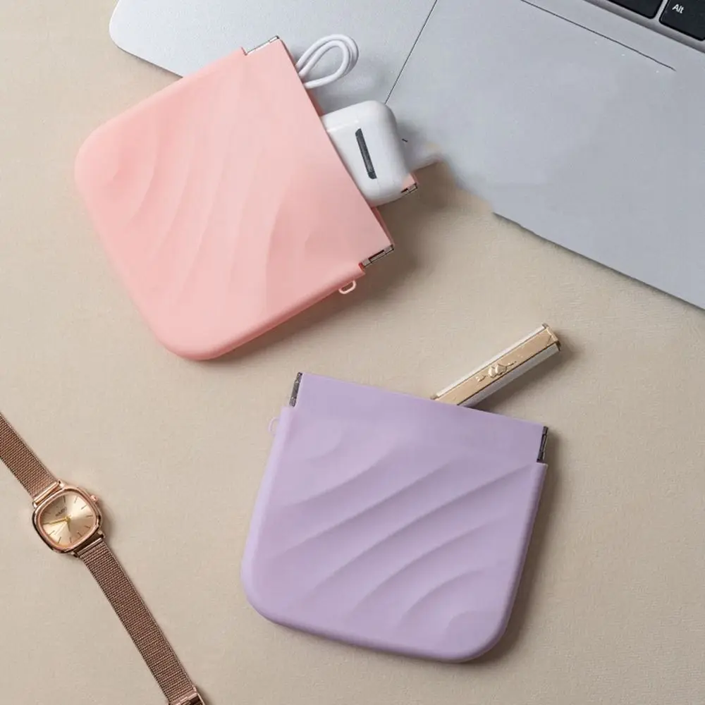 Portable Silicone Mini Cosmetic Bag Makeup Bag Travel Supplies Coin Purse Jewelry Storage Bag Self-closing Leaf Spring Bag Girls