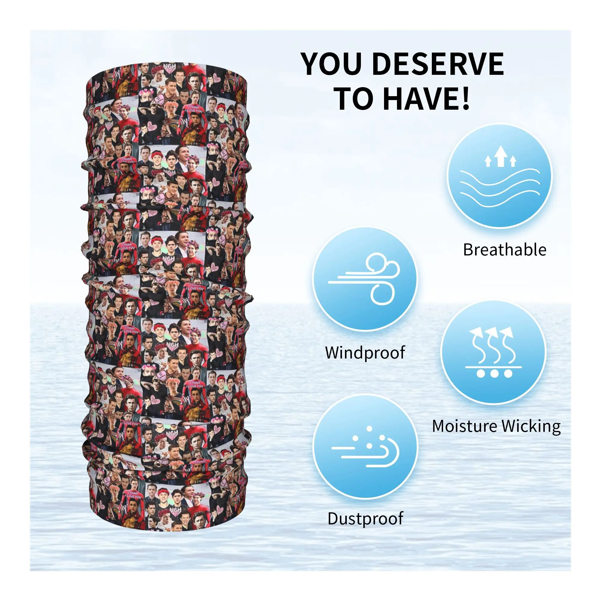 Tom Holland Collage Bandana Nekhoes Gedrukt Magische Sjaal Warme Hoofdband Wandelen Vissen Unisex Volwassen Winddicht