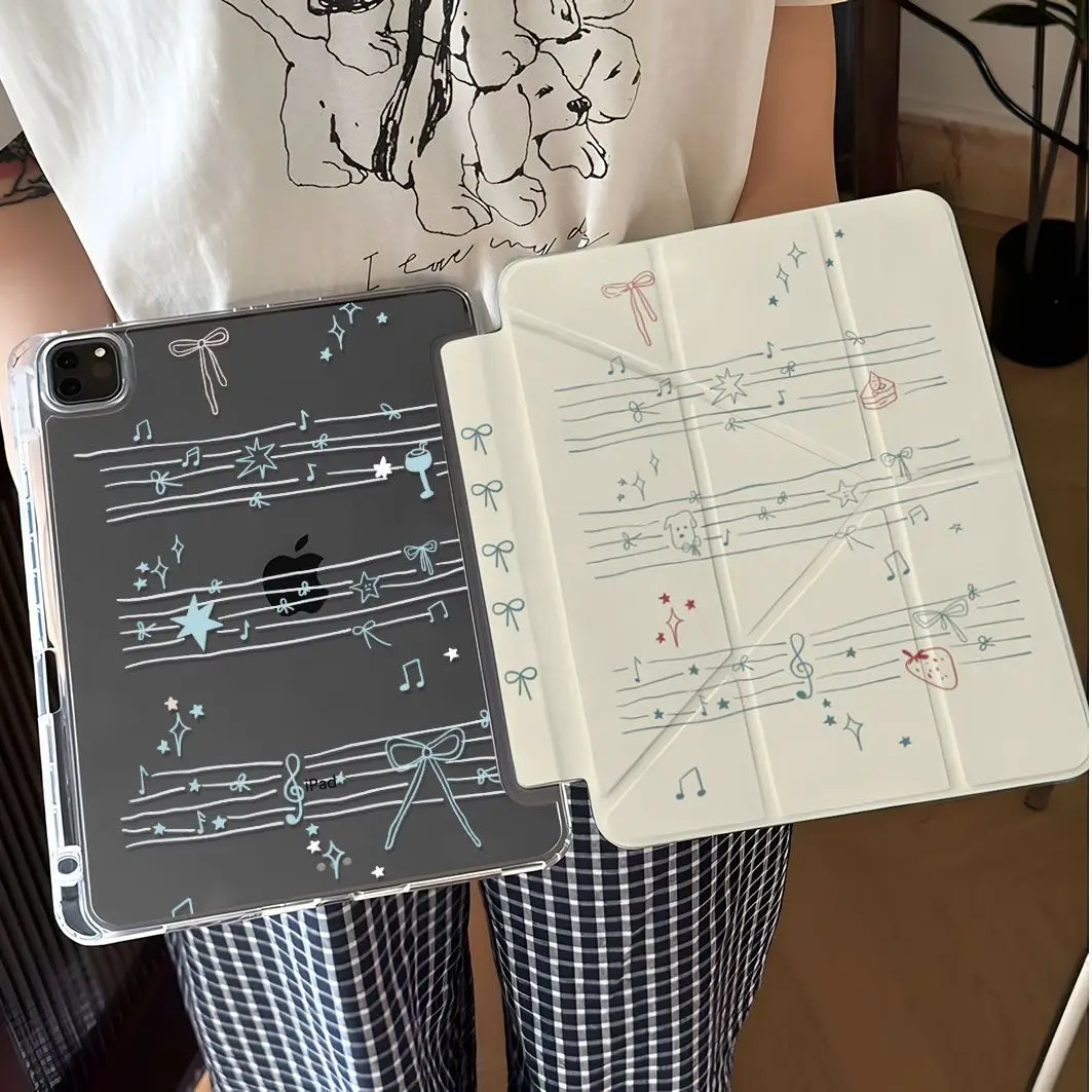2025 New Music Puppy Note Y Fold iPad A16 Pro 11in 12.9in Case MINI5 6 7Protective Case10/9/8 Air 5 6 7 M2 M3 Protective Cover view 2