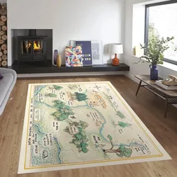 Wood Map Theme Carpet Winnie The Pooh Area Rugs Kids Play Crawling Vintage Rug for Living Room Home Decor Non Slip Floor Mat