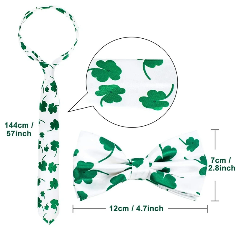 St. Patrick's Day Costume Cosplay Saint Patric's Day Accessories Kit Shamrock Bow-Knot Suspender Bow Tie For Party Decor