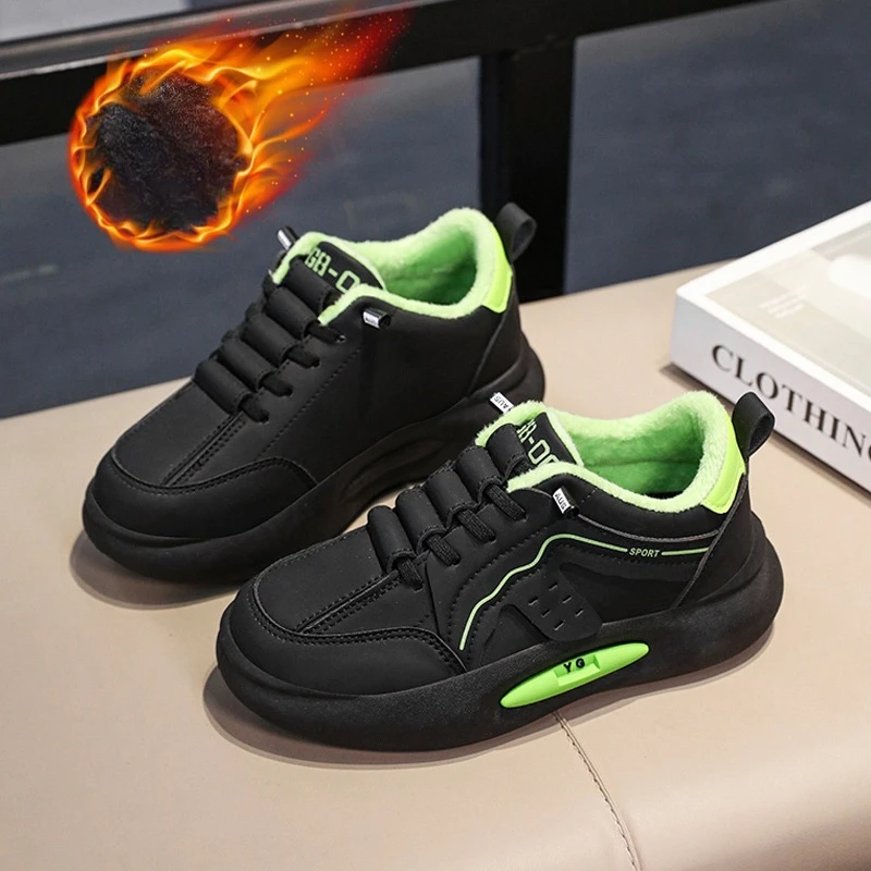 

Детские кроссовки, осенне-зимняя спортивная обувь для мальчиков, повседневная обувь из плюша и кашемира с теплой подкладкой для девочек, студенческая обувь для бега на плоской подошве для подростков