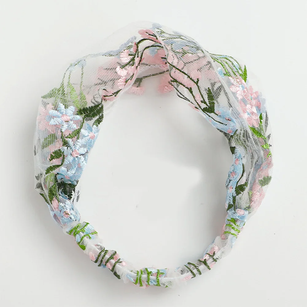 

Wide-Brimmed Simple Face Wash Korean Floral Embroidery Hair Band Turban Headband Headdress Hair Accessories
