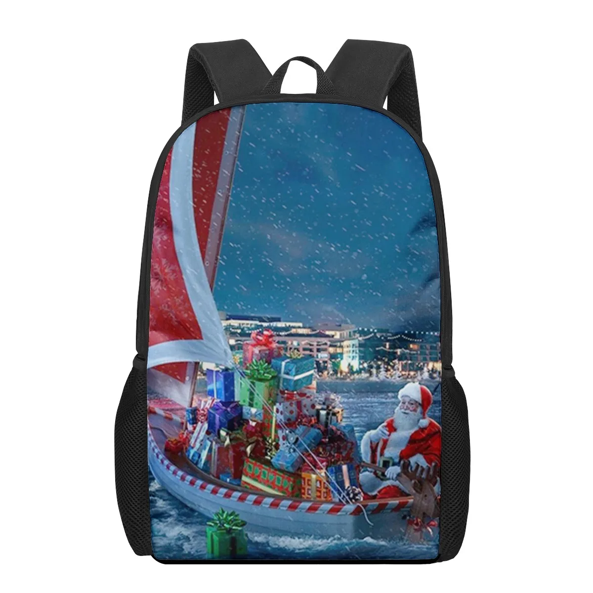 Mochilas navideñas con estampado de Papá Noel para niños, mochilas escolares para estudiantes, niños y niñas, bolsos de hombro para salir de compras, Viajes