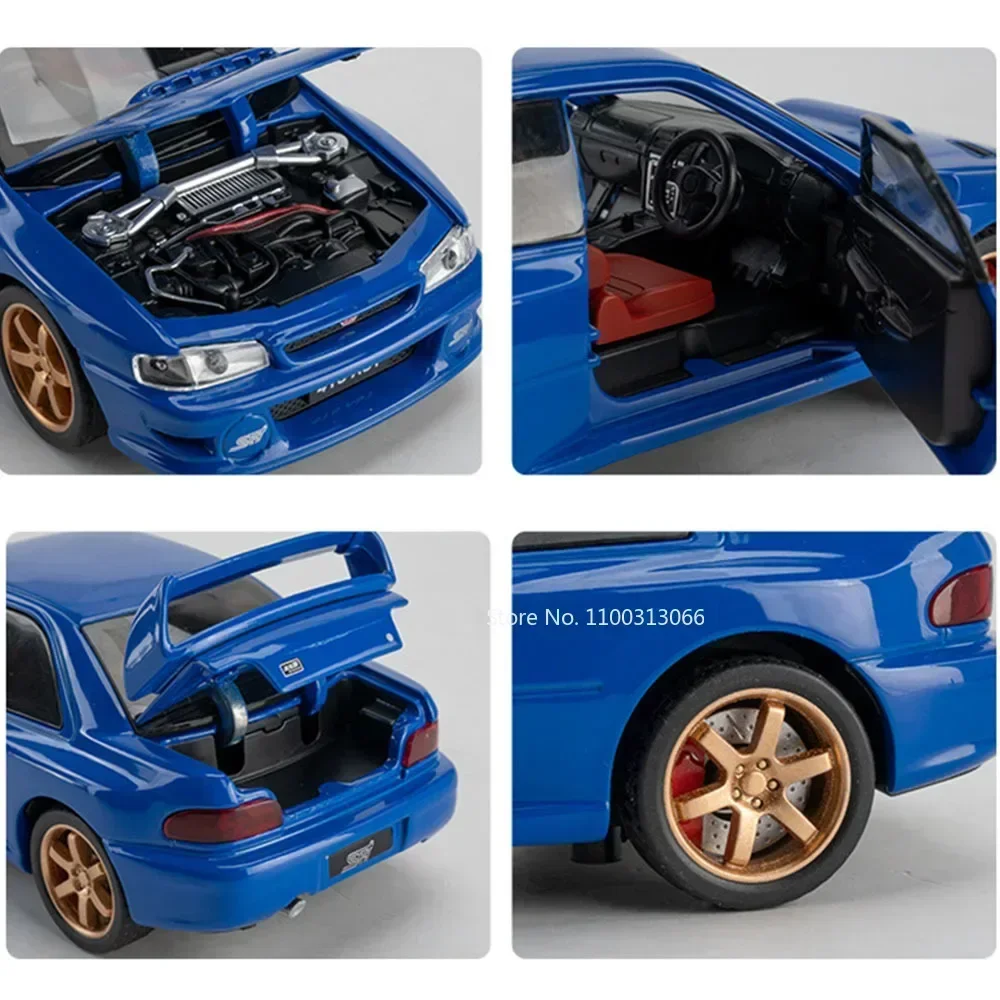 Scala 1:32 Subaru Impreza Modelli Giocattoli Auto Ruota in lega Tirare indietro Auto in miniatura Pneumatici in gomma Veicoli musicali leggeri Ragazzi Regali di Natale