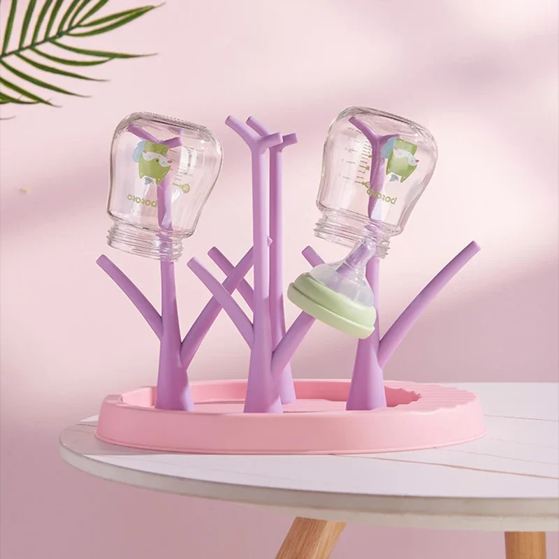 Baby Bottle Holder Cleaning Dryer Drainer Removable Baby Bottle Drying Rack Storage Rack Tree Shape Rack for Babies Bottles Item