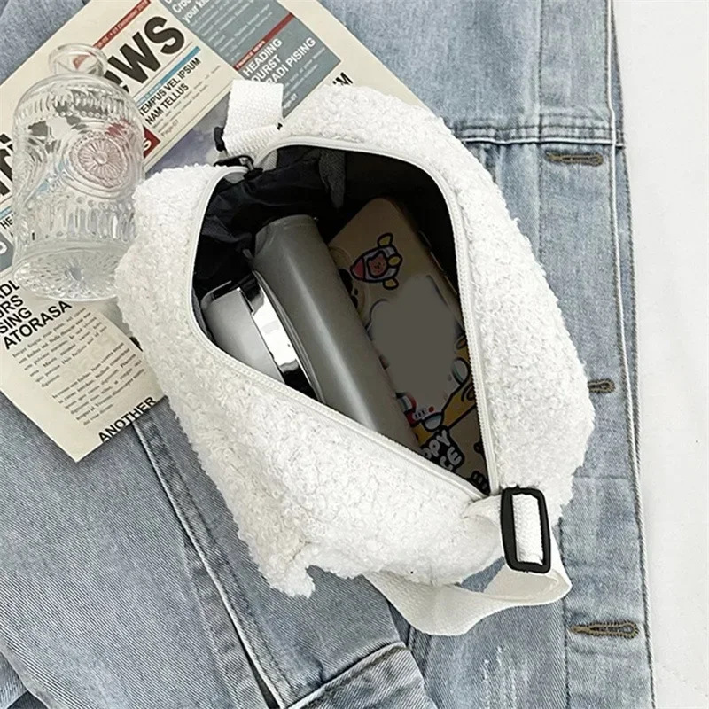 Ladies Fashion All-match One-shoulder Messenger Chain Cute Plush Bag Small Fashion Lambs Wool Fluffy Fur Female Designer Handbag