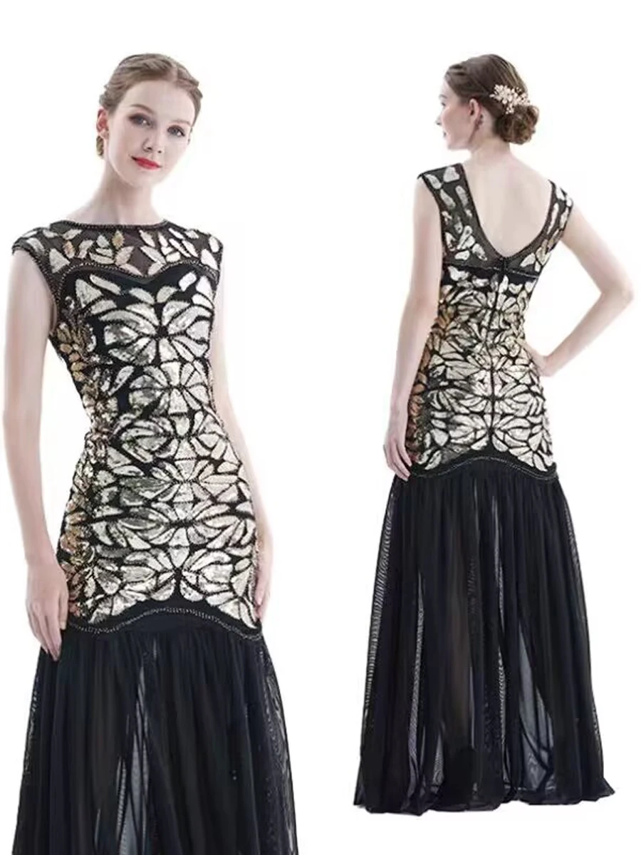 

Retro Long Evening Gown Sparkling Sequin Dr for Women Bar Par Cisas Ball Large Size mid Waist Fi Tail Dr