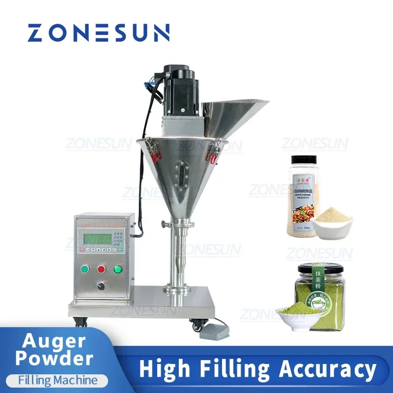 ZONESUN Powder Filling Machine Electric 6L Fine Dry Bleaching Pharma Medicine Powder Auger Dosing Granule Dispenser ZS-FM100S