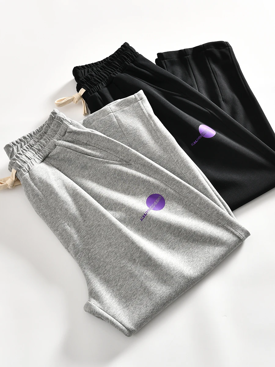 Loose Fit Harlan Micro Cone Men's New Pure Color Casual Pants Elastic Waist Cotton Blend Fabric Spring Youth Fashion
