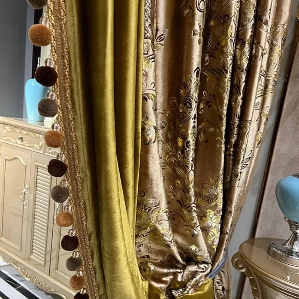 High Quality Custom American French Velvet Sheer Balcony Drapes for Contemporary Curtains for Living Room Bedroom