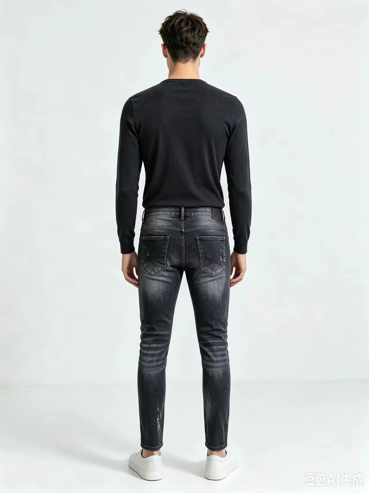 Men's High Street Hip Hop Graffiti Scratch Wash Elastic Tight Jeans Black Grey Fashion New Pants Y2K