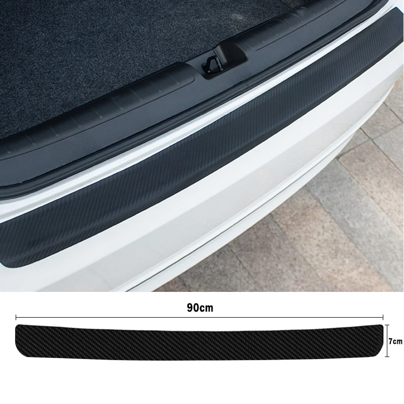 Universal Leather Door Sill Protection Strip Carbon Fiber Car Trunk Trunk Decoration Car Rear Bumper Protection Strip Auto Parts